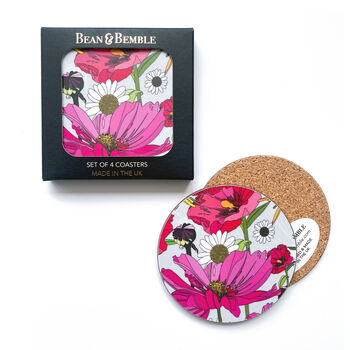 Poppies Coasters Box Set Of Four Round Heat Resistant, 2 of 6