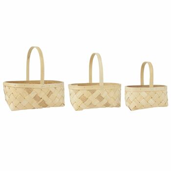 Natural Wood Weave Baskets Set Of Three, 3 of 6