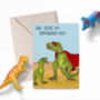 Cute T Rex Dinosaur Superhero Dad Fathers Day Card, thumbnail 1 of 2