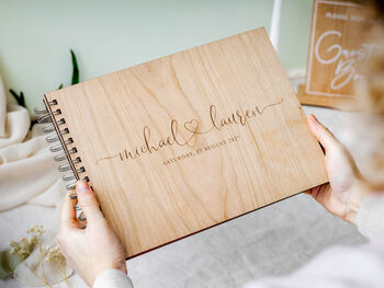 Personalised Wood Wedding Guest Book Alternative, 9 of 12