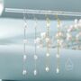 Sterling Silver Oval Freshwater Pearl Long Drop Hook Earrings, thumbnail 2 of 11