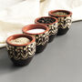 Set Of Four Brown Ceramic Stoneware Pinch Or Dip Pots, thumbnail 1 of 5