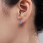 Sterling Silver Blue Opal Marquise Stud Earrings, thumbnail 5 of 11