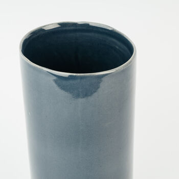 Large Cylinder Handmade Stoneware Vase In Navy Blue, 3 of 3
