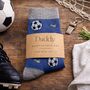 Football Themed Mens Bamboo Socks With Personalised Label Sleeve, thumbnail 1 of 5