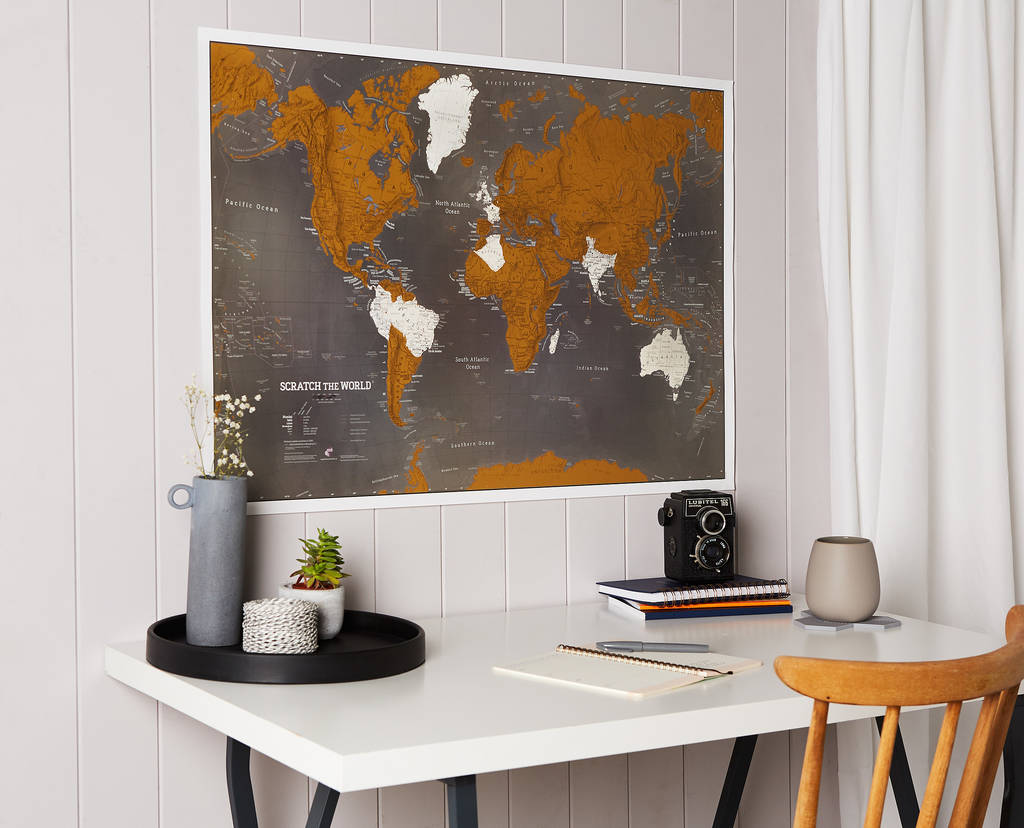 Scratch The World® Black Map Print With Coin, 1 of 11