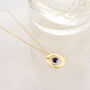 Halo Birthstone Necklace Lapis September In Silver, thumbnail 5 of 6