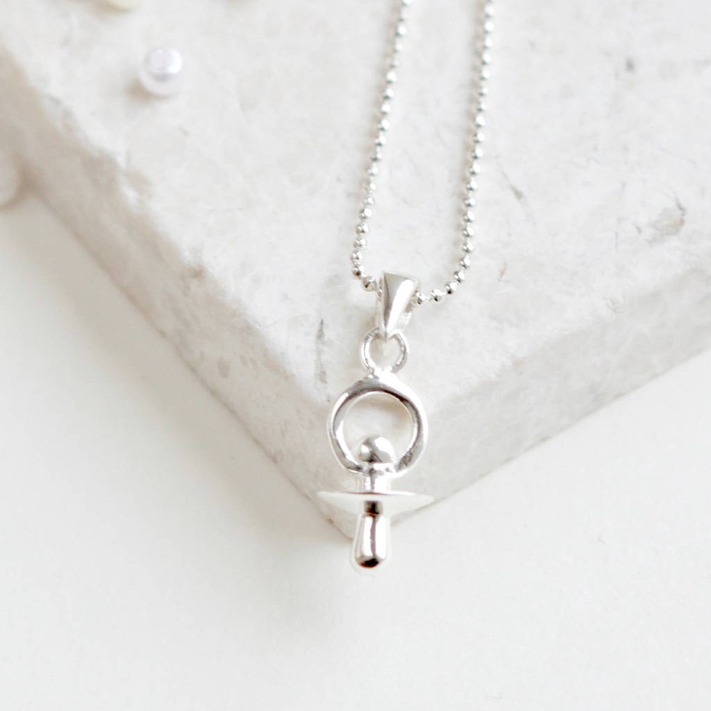 dummy or pacifier personalised birthstone necklace by adore baby