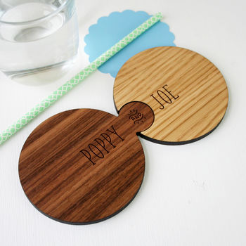 Set Of Two Personalised Wood Interlocking Coasters, 5 of 7