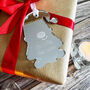 Personalised Silver Mirror Christmas Gonk Gift Tag Place Setting, thumbnail 2 of 5