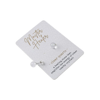 Just Smile Clear Quartz Earrings On Gift Card, 2 of 3