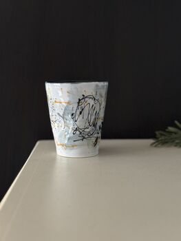 Handmade Porcelain Tumbler With Abstract Asemic Lines, 4 of 5