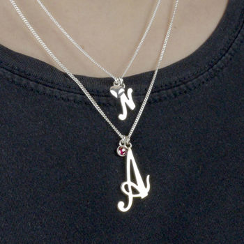 Personalised Mother And Child Silver Initial Necklaces, 2 of 10