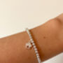 Sterling Silver Paw Print Charm Beaded Bracelet, thumbnail 2 of 7