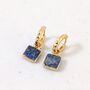 The Square Lapis Lazuli Earrings, Gold Plated, thumbnail 3 of 7