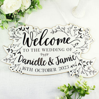 Personalised Wedding Wooden Hanging Sign, 5 of 8