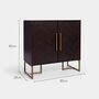 Dark Wood Sideboard Storage Cabinet With Parquet Design, thumbnail 2 of 7