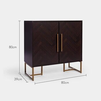 Dark Wood Sideboard Storage Cabinet With Parquet Design, 2 of 7