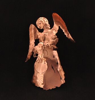 Copper Cello Playing Angel Tree Topper, 5 of 6