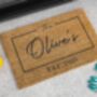 Personalised Coir Doormat With Name And Est Date, thumbnail 2 of 8