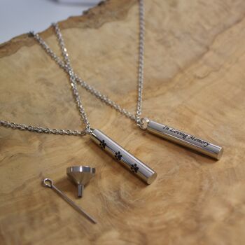 Personalised Cylinder Pet Urn, Ashes Necklace, 2 of 6