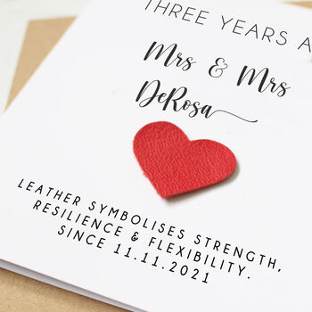 Personalised 3rd Anniversary Card With Leather Heart, 4 of 7