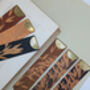 Personalised Bamboo Print Leather And Brass Bookmark, thumbnail 6 of 7