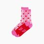 Hearts Stripes Combed Cotton Sheer Pop Socks In Pink/Red, thumbnail 3 of 4