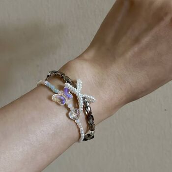 Handmade Pearl Bow Beaded Bracelet, 3 of 4