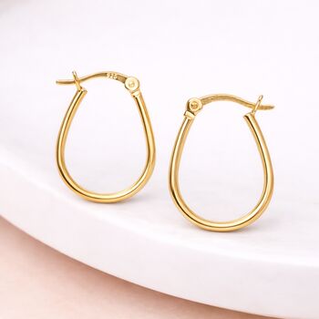 Gold Plated Sterling Silver Teardrop Hoop Earrings – 15mm, 2 of 5
