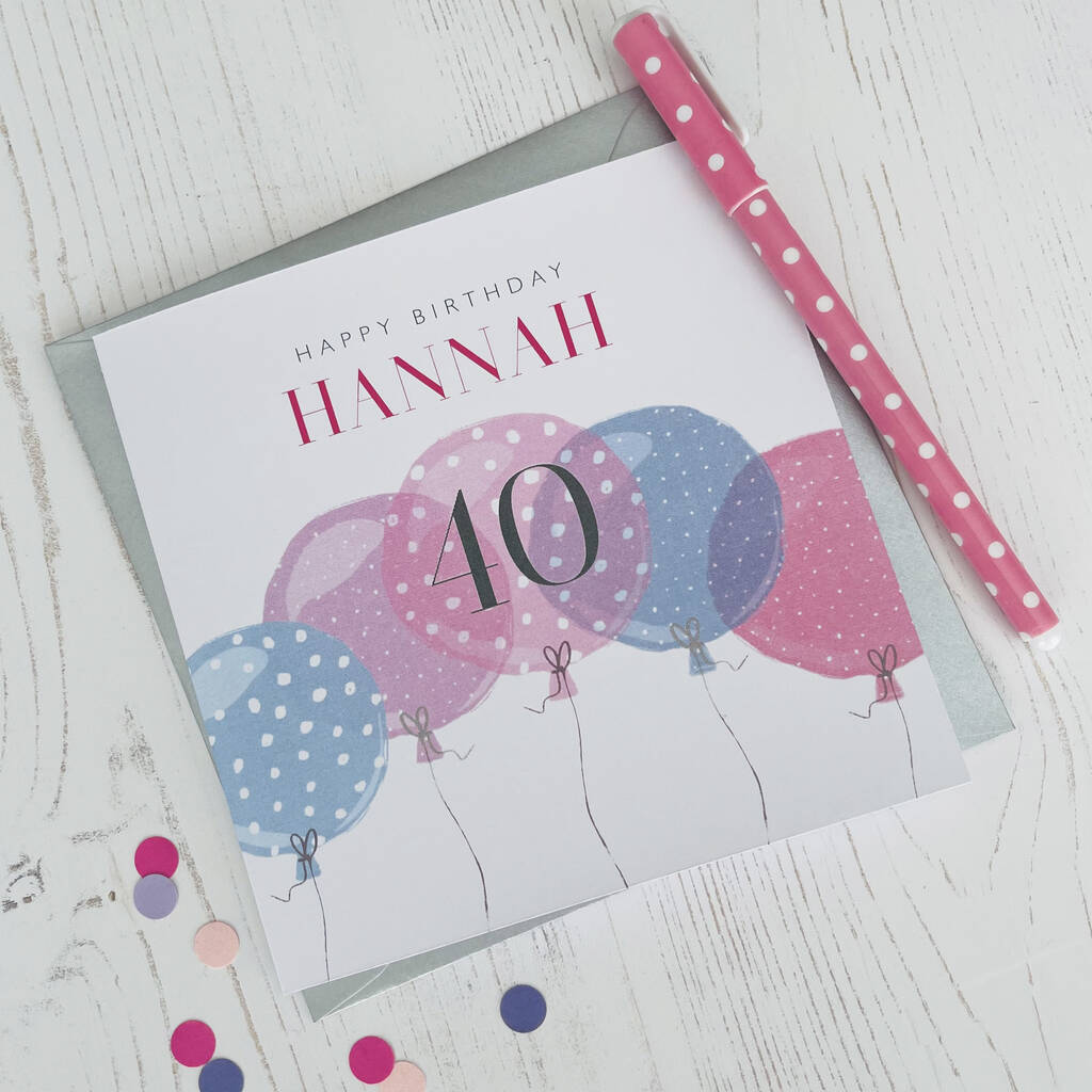 40th Birthday Balloons Personalised Card