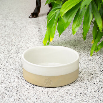 Handcrafted Stoneware Pet Bowl – Milk White, 2 of 4