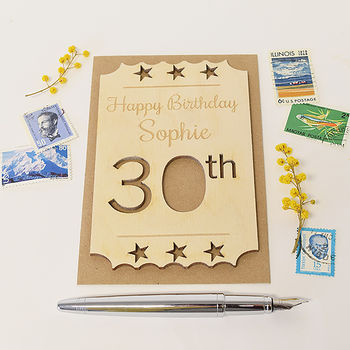 Personalised 30th Birthday Wooden Card, 6 of 9
