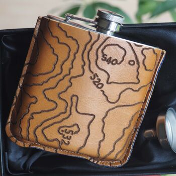 Personalised Maps And Contours Hip Flask In A Gift Box, 2 of 6