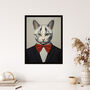 Tabby Cat Who Came To Tea Pet Portrait Wall Art Print, thumbnail 4 of 6