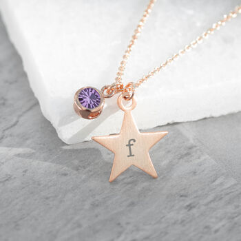 Personalised Rose Gold Star Birthstone Crystal Necklace, 8 of 12