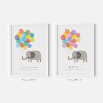 Personalised Name Print Elephant Holding Balloons, 10 of 10