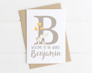 Personalised New Baby Card Elephants, 3 of 6