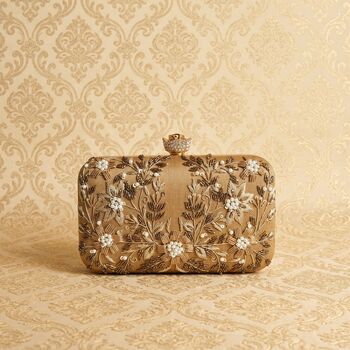 Gold Embroidered Rectangular Clutch Bag, 2 of 11