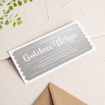 Personalised Foiled Golden Ticket Gift Voucher, 2 of 3