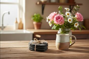 Heart Slate Coasters Set Of Six With Chalk, 2 of 5
