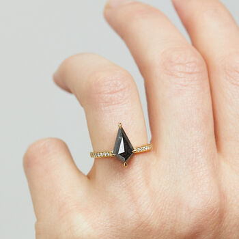 18ct Gold Kite Salt And Pepper Diamond Engagement Ring, 3 of 5