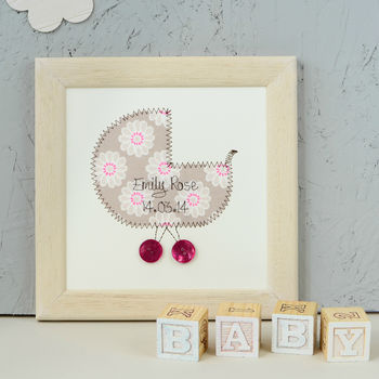 Personalised Embroidered New Baby Framed Artwork, 3 of 9