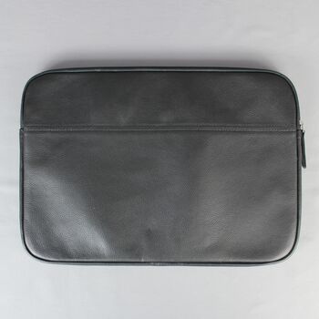 Black Leather Laptop Case With Gunmetal Zip, 2 of 6