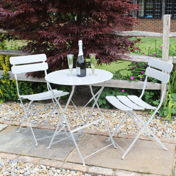 Stylish Grey Metal Bistro Table And Chair Set, 2 of 4