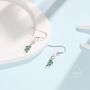 Green Cz Leaf Charm Drop Hook Earrings, thumbnail 2 of 9