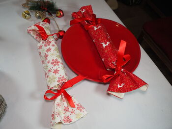 White Red Scandi Reusable Christmas Crackers, 4 of 6
