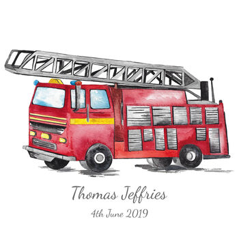 Personalised Fire Engine Art Print, 2 of 5