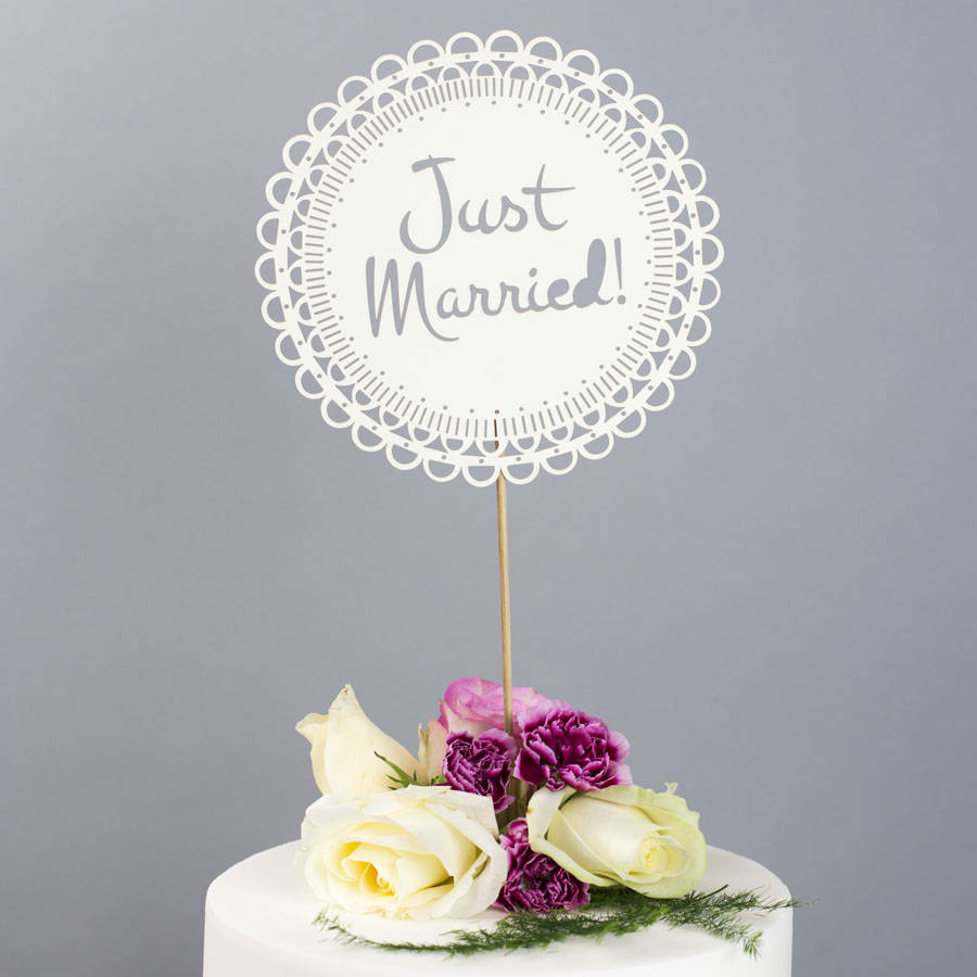 Just Married Laser Cut Wedding Cake Topper By Paper Stanyon   Original Just Married Wedding Cake Topper 