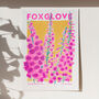 Foxglove Flower Risograph Print, thumbnail 1 of 4